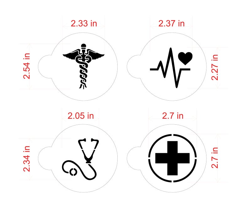 Designer Stencils Medical Symbols Cookie Stencil Set C992 By Designer Stencils Beige/Semi-Transparent, 2.5 x 2.5 - Image 3